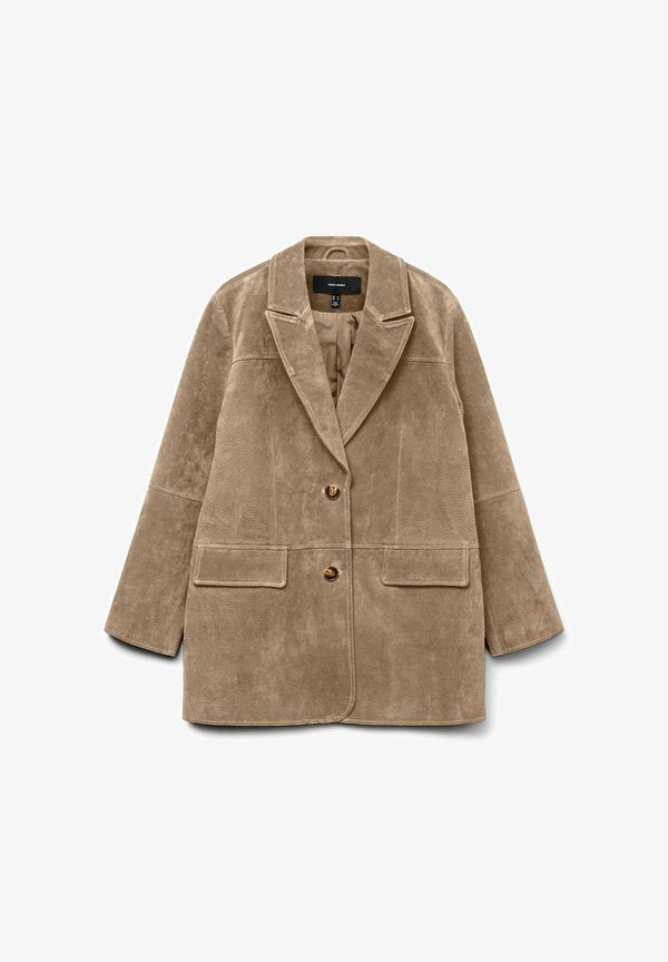 Vero Moda VMPERNILLE Suede - Blazer - silver mink