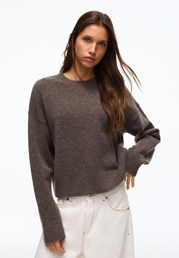 Bershka CREW NECK-JUMPER - Jumper - dark brown