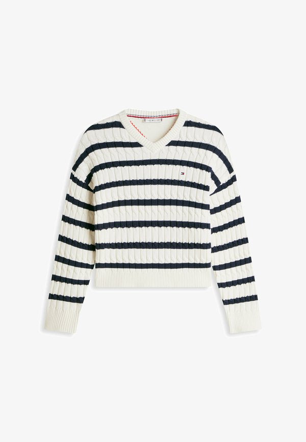 Tommy Hilfiger Jumper - ivory petal dark n navy stp