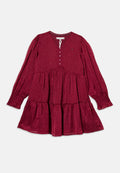 FESTIVE PRINT SMOCK DETAIL A-LINE DRESS Media 1