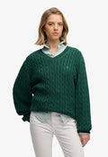 Superdry & Co OVERSIZED V NECK - Jumper - darkest pine green