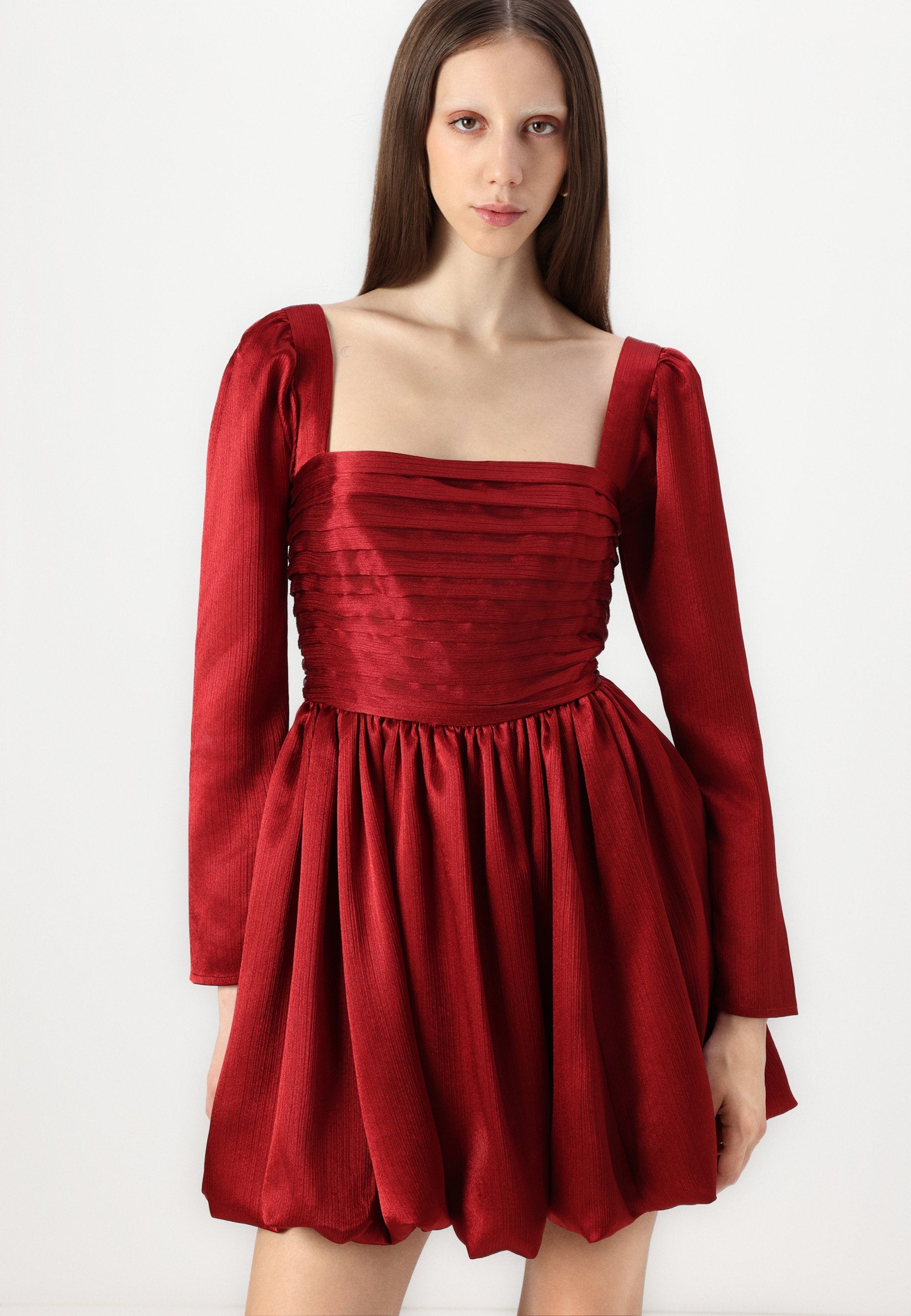 Abercrombie & Fitch The A&F Emerson Bubble Hem Satin Mini Dress