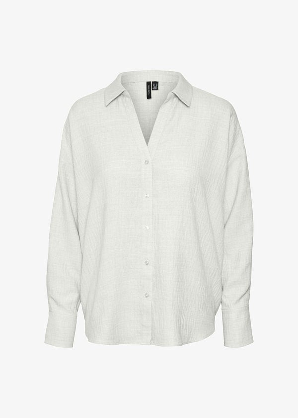 Vero Moda VMMELANEY QUEENY LS SHIRT WVN NOOS - Button-down blouse - snow white