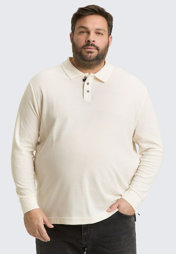 TOM TAILOR PLUS SIZE MIT WAFFELSTRUKTUR - Long sleeved top - gardenia white