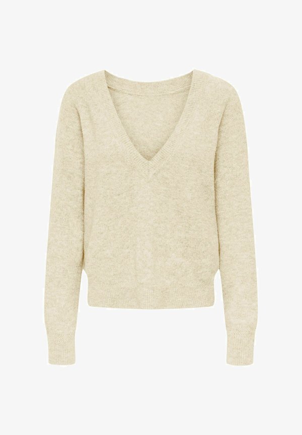 ONLY ONLRENE LS V-NECK REVERSIBEL KNT NOOS - Jumper - birch