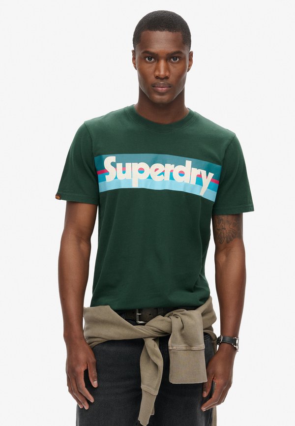 Superdry & Co RETRO STRIPE LOGO - Print T-shirt - enamel green