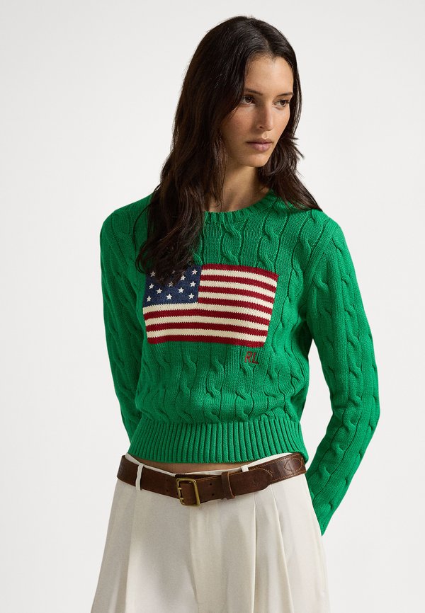 Polo Ralph Lauren FLAG SHRUNKEN CABLE COTTON SWEATER