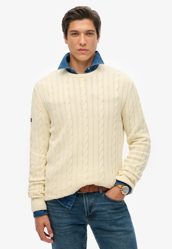 Superdry & Co CLASSIC CABLE CREW - Jumper - cream