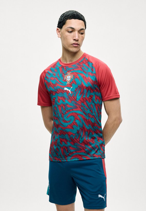 Puma PORTUGAL WARMUP JERSEY MEN - Club wear - club red/green lagoon