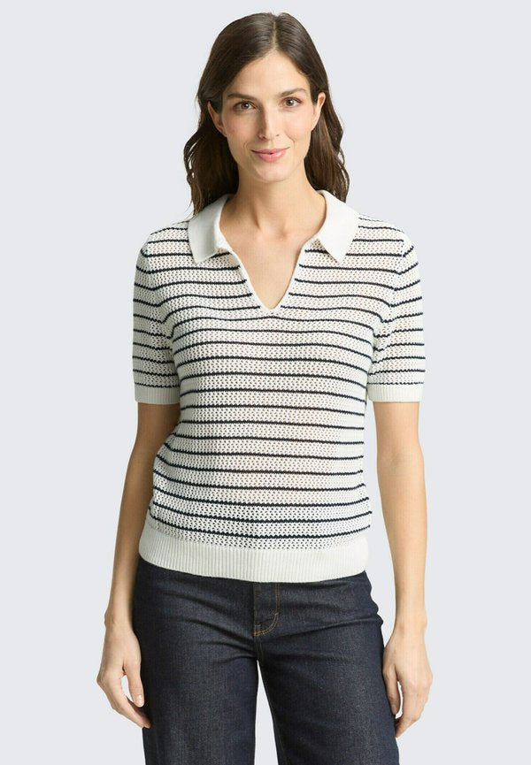 TOM TAILOR Polo shirt - white/navy structure stripe