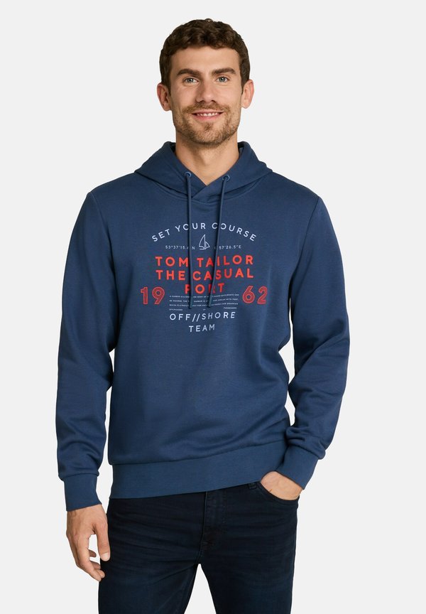 TOM TAILOR BASIC PRINTED HOODIE - Hoodie - dark duck blue