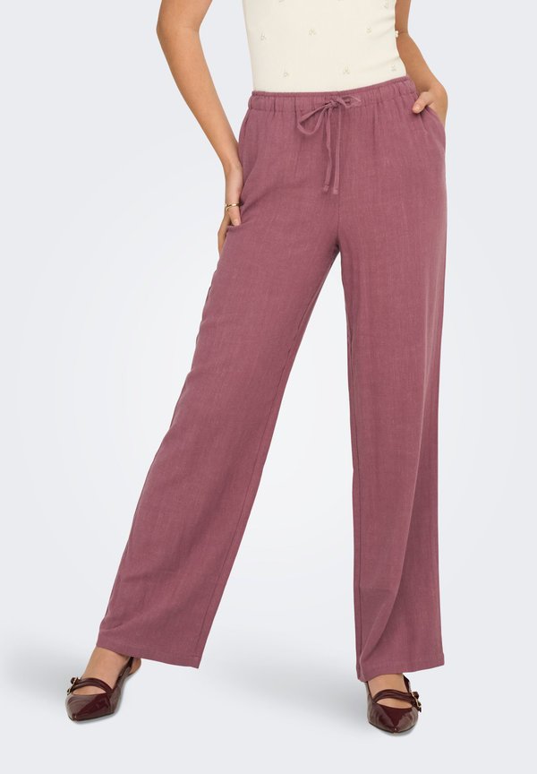 ONLY ONLSIESTA Straight Fit Linen - Trousers - rose brown