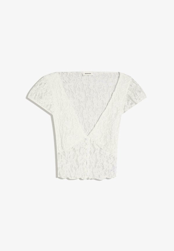 Bershka SHORT SLEEVE TOP - Blouse - beige