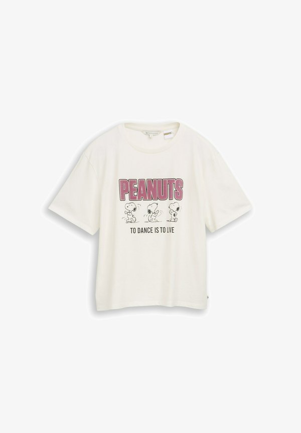 TOM TAILOR PEANUTS BOXY T-SHIRT - Print T-shirt - off white