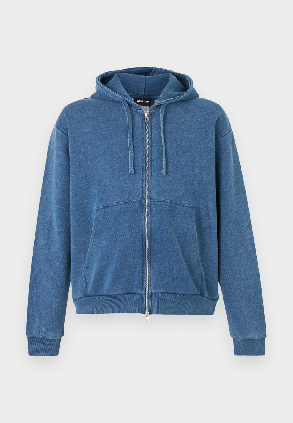 YOURTURN BOXY FIT DENIM LOOK ZIP-UP HOODIE