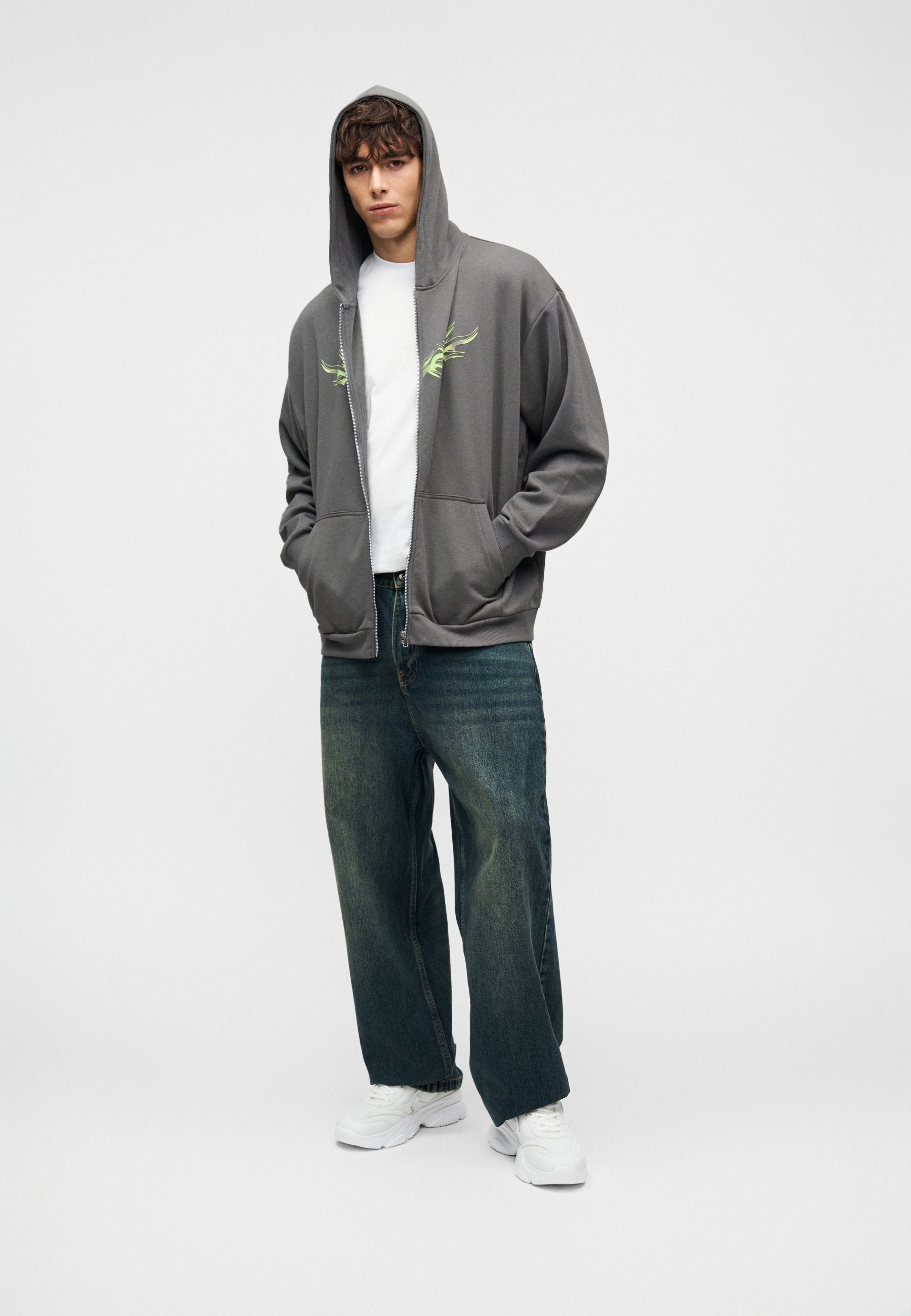 YOURTURN UNISEX RELAXED FIT ZIP-UP HOODIE
