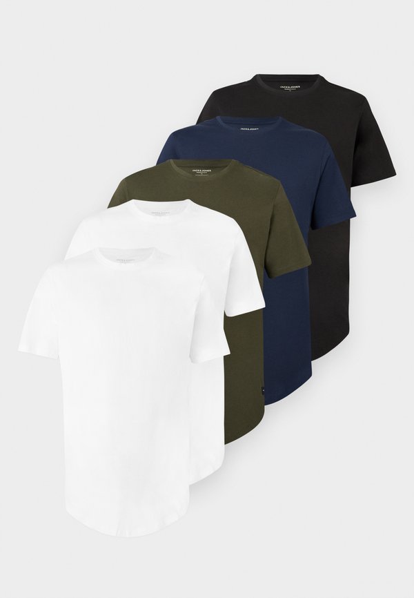 Jack & Jones JJENOA TEE CREW NECK 5 PACK - Basic T-shirt - white/black/dark blue