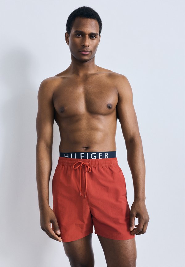 Tommy Hilfiger LOGO MEDIUM DRAWSTRING - Swimming shorts - terra red