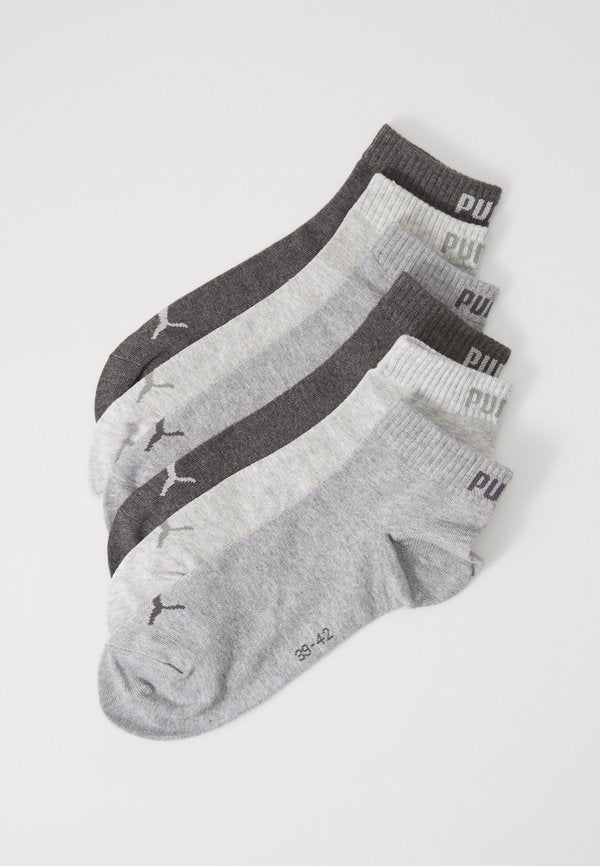 Puma QUARTER PLAIN UNISEX 6 PACK - Sneaker socks - grey combo