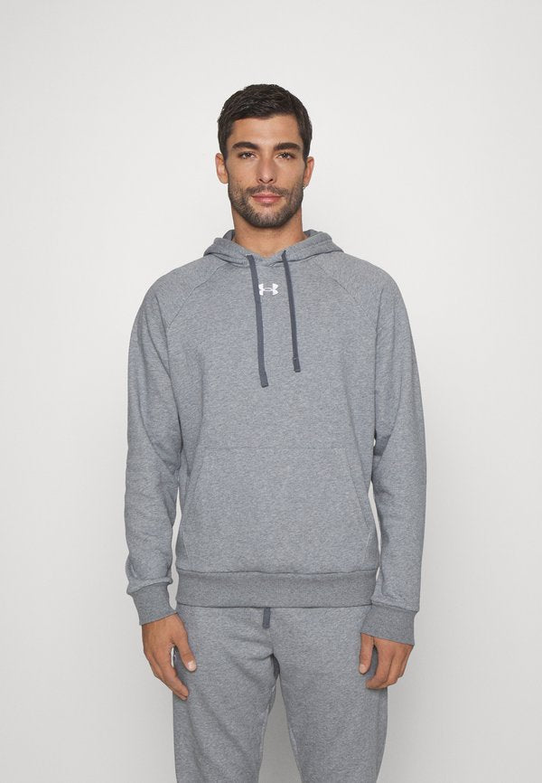 Under Armour RIVAL FLEECE - Hoodie - castlerock light heather/white