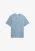 TOM TAILOR HENLEY IN MELANGE OPTIK - Print T-shirt - blue grey waffle inject