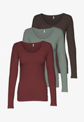 ONLY 3 PACK - Long sleeved top - mottled berry