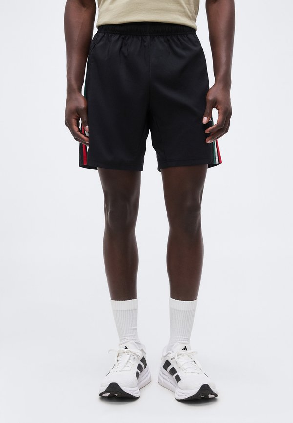 adidas Performance WORKOUT ESSENTIALS BASE 3 STRIPES - Sports shorts - black/team dark green/white/better scarlet