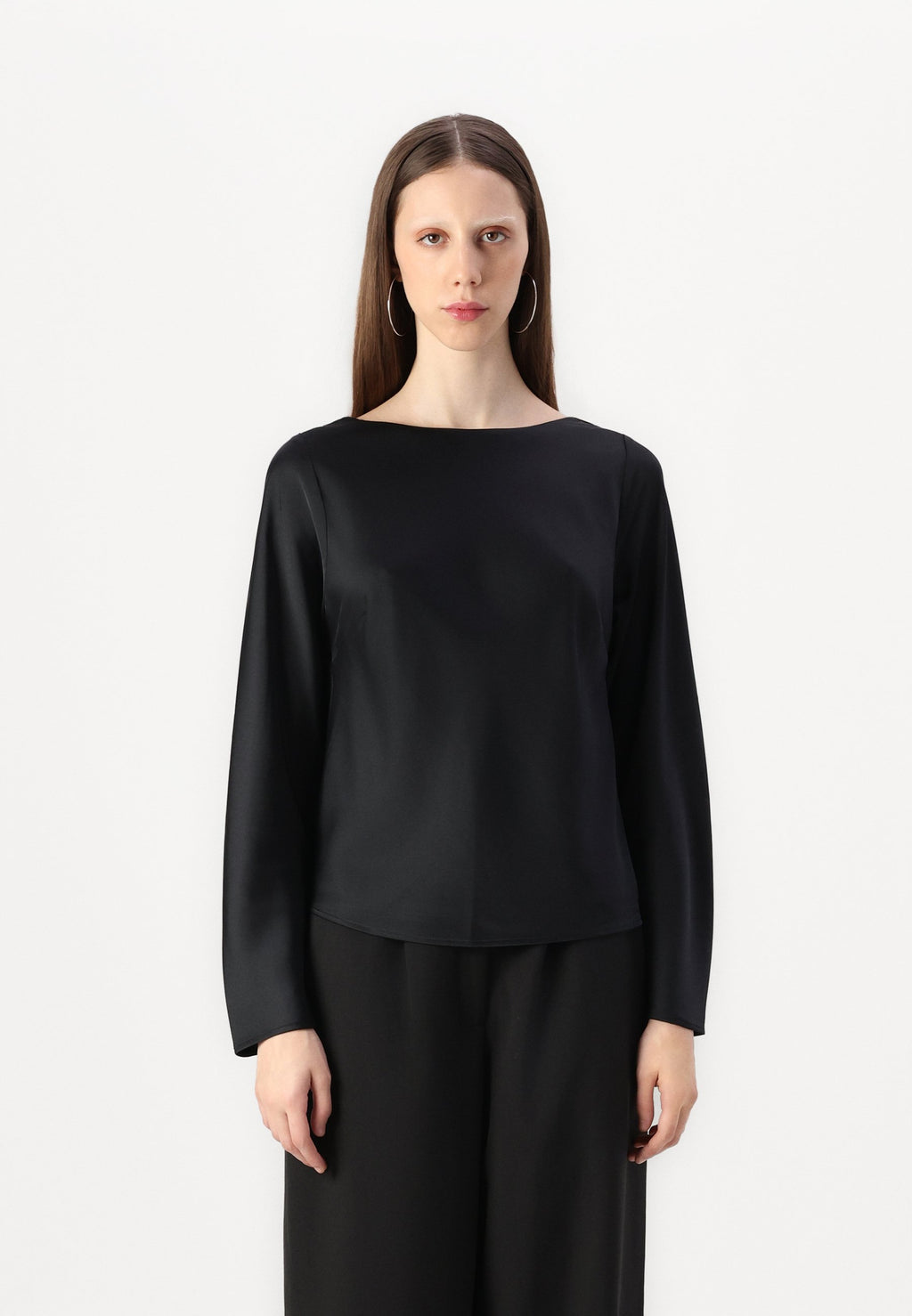 Abercrombie & Fitch Long-Sleeve Satin Cowl-Back Top