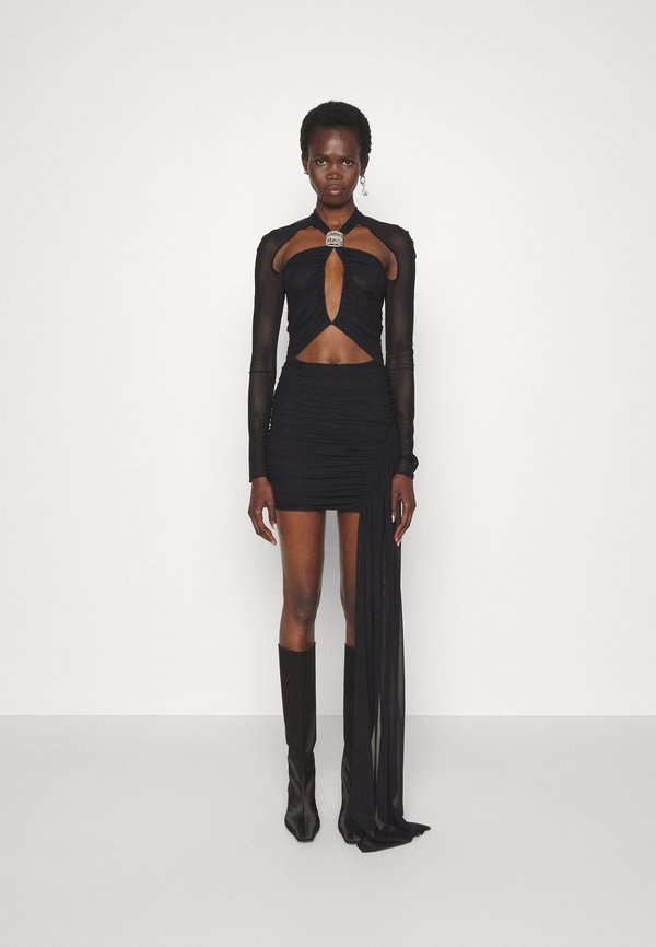 David Koma CRYSTAL BUCKLE DIAMOND CUTOUT MINI DRESS