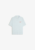 Bershka EMBROIDERED SHORT SLEEVE BOXY FIT - SHIRT - Shirt - light blue