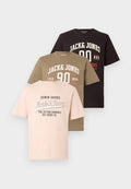 Jack & Jones 3-pack Logo - Print T-shirt - dusty olive/moonbeam/black