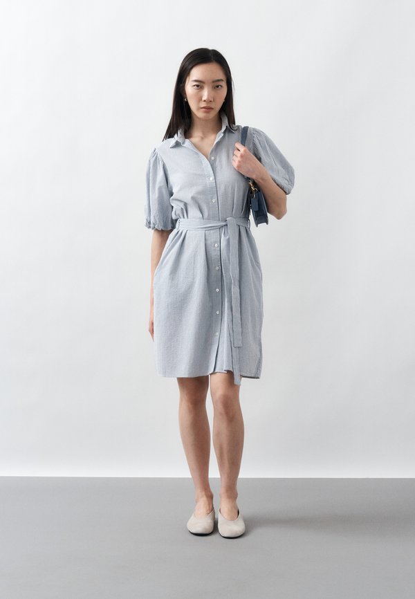GANT SEERSUCKER PUFF SLEEVE DRESS