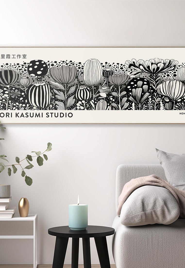 Orange Wallz KASUMI STUDIO - BLACK AND WHITE FLOWERS