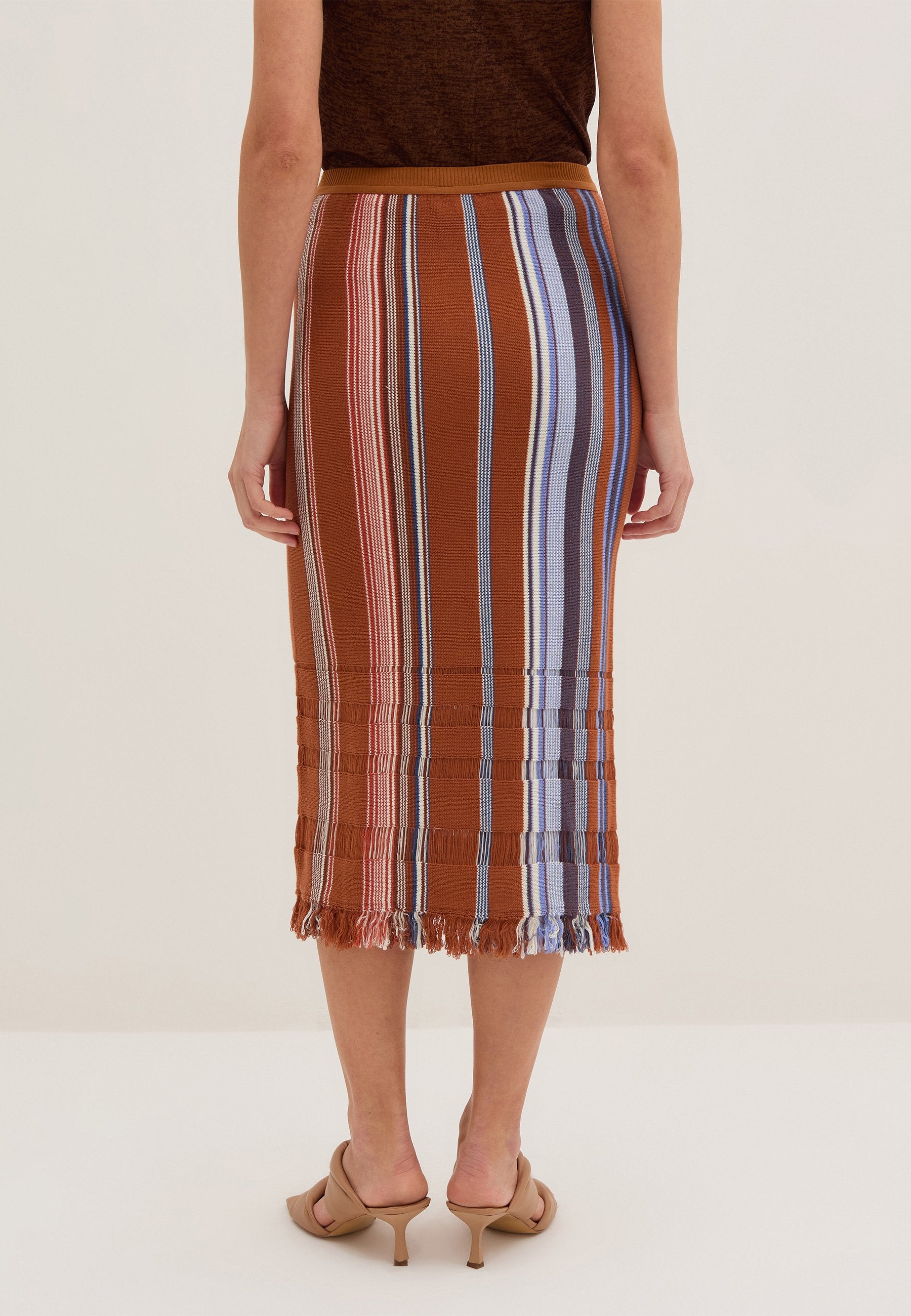 Stefanel STRIPED MIDI WITH FRINGING