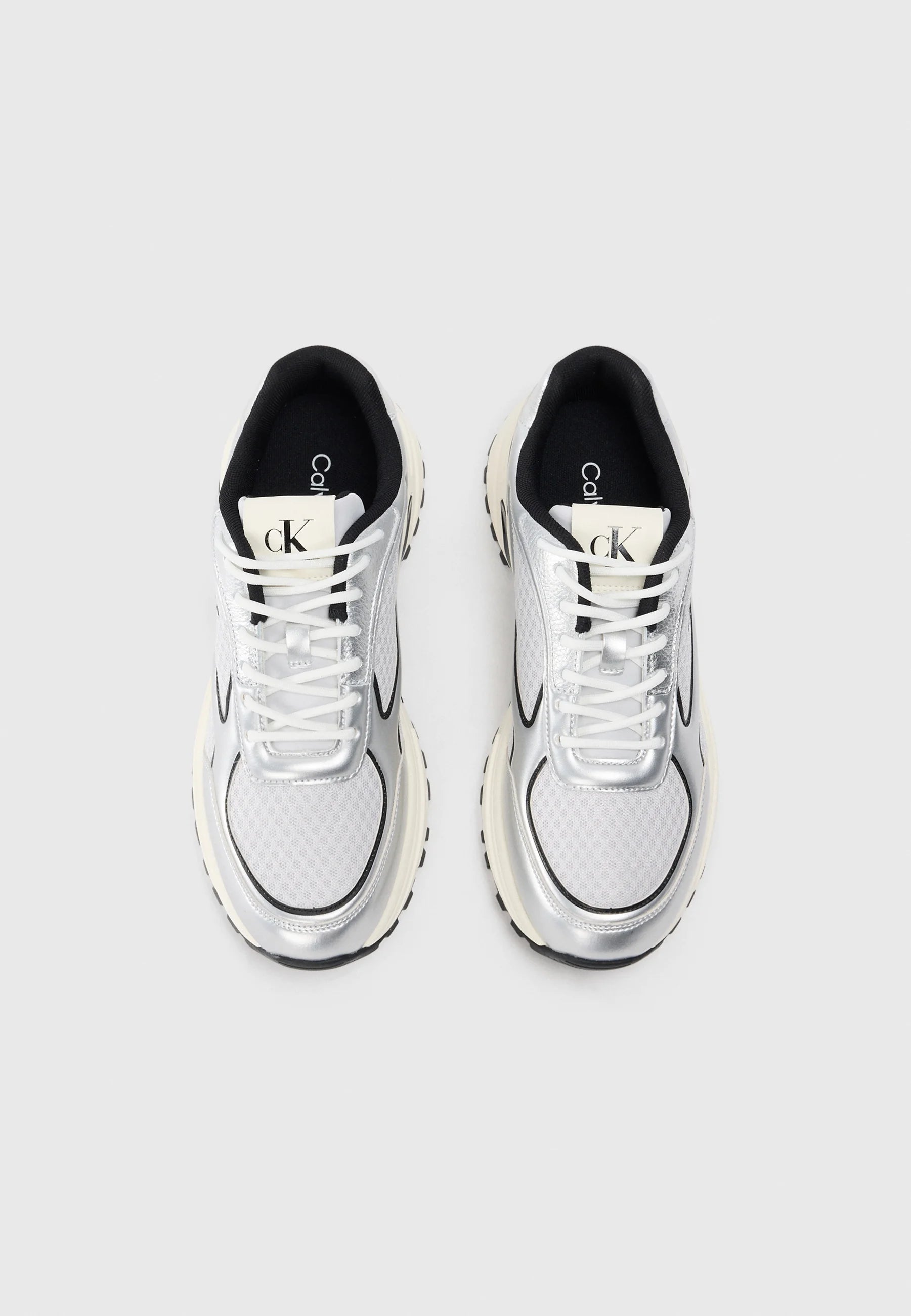 Calvin Klein Jeans HIKE RUNNER - Trainers - silver-coloured/black/marshmallow