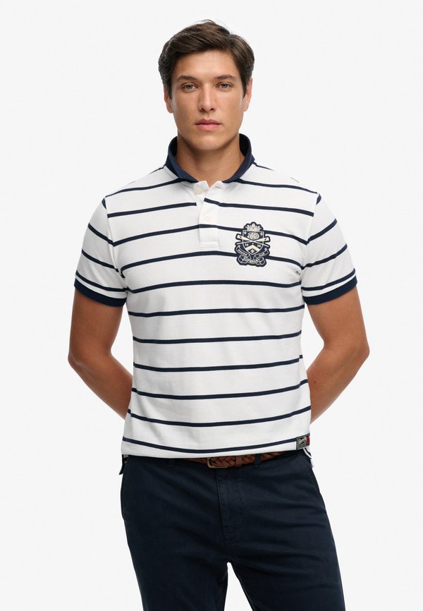 Superdry & Co CREST STRIPE - Polo shirt - optic navy stripe