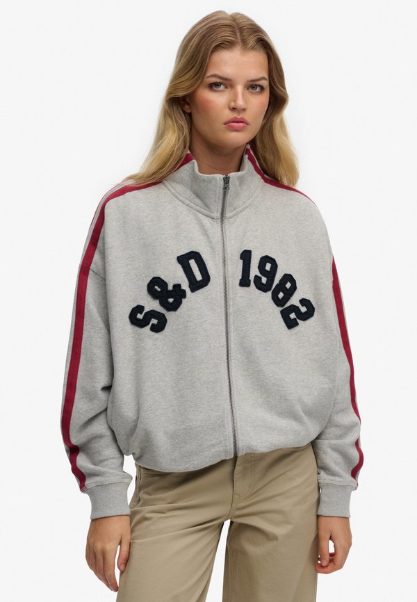 Superdry & Co SUPERDRY ATHLETIC ESSENTIALS APPLIQUE LOOSE ZIP TRACK TOP.. - Zip-up sweatshirt - grey marl