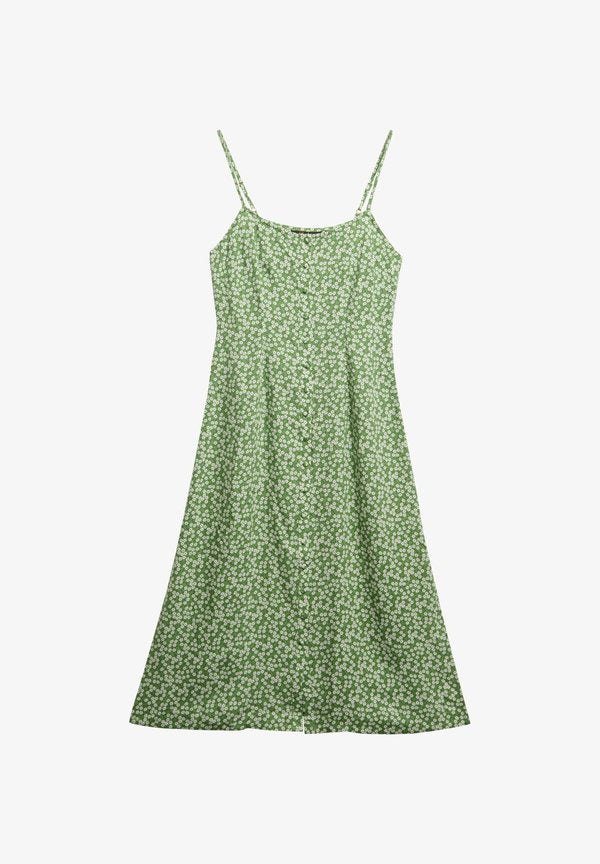 Superdry & Co PRINT BUTTON CAMI MIDI - Shirt dress - green ditsy