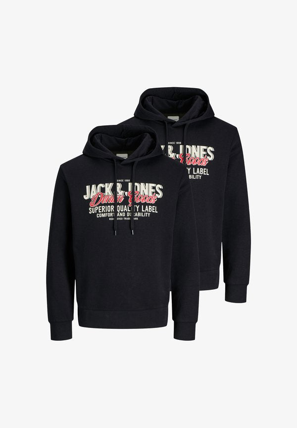 Jack & Jones 2 PACK - Hoodie - schwarz