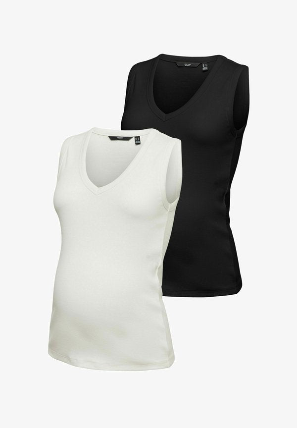 Vero Moda Regular Fit V-Neck 2-pack - Top - snow white