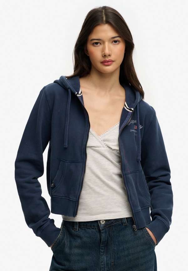 Superdry & Co SUPERDRY ATHLETIC ESSENTIALS CROPPED ZIP HOODIE.. - Zip-up sweatshirt - classic navy