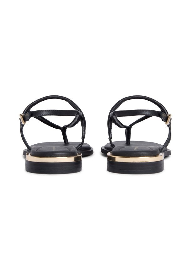 Tommy Hilfiger LEATHER TH MONOGRAM GOLD-TONE HEEL SANDALS