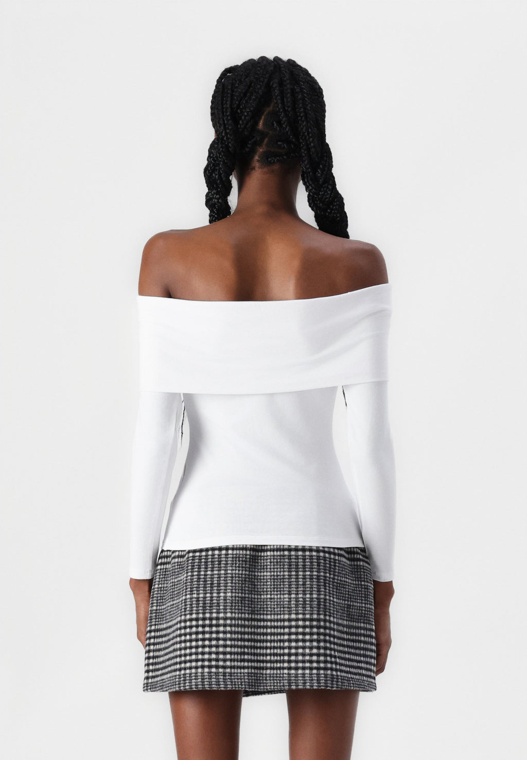 Abercrombie & Fitch Long-Sleeve Cotton-Blend Seamless Fabric Tuckable Off-The-Shoulder Top