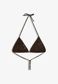 Bershka SEQUINNED TRIANGLE - BIKINI TOP - Bikini top - dark brown