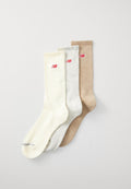 New Balance PATCH LOGO CREW UNISEX 3 PACK - Socks - beige/white/light grey