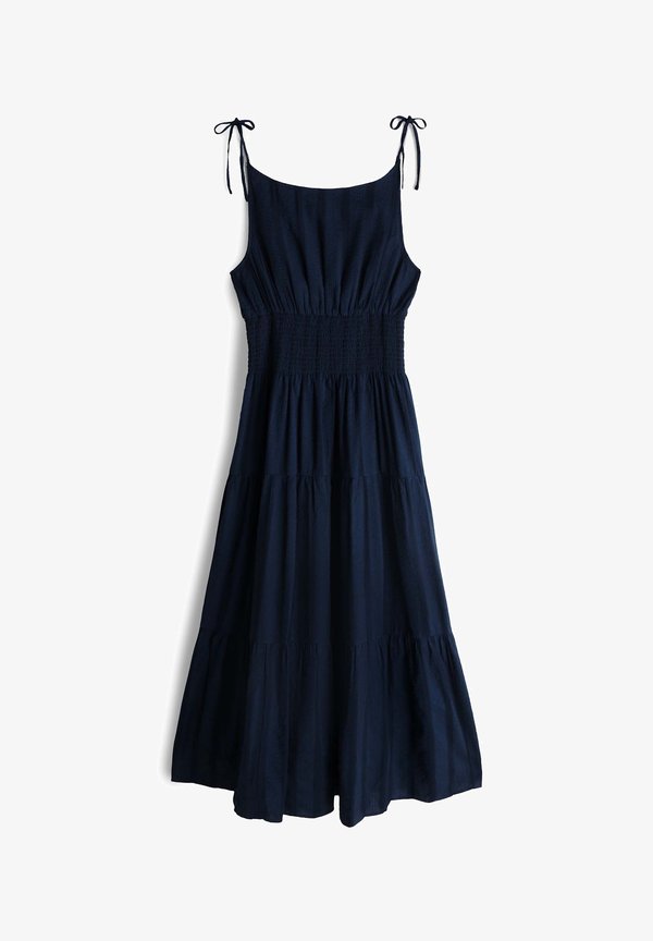 Tommy Hilfiger SMOCK TIE MIDI DRESS - Day dress - dark night navy