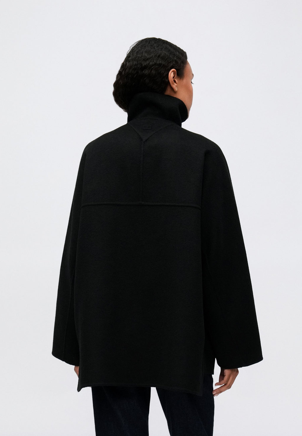 WOOL BLEND FUNNEL NECK OVERSIZED COAT Media 4