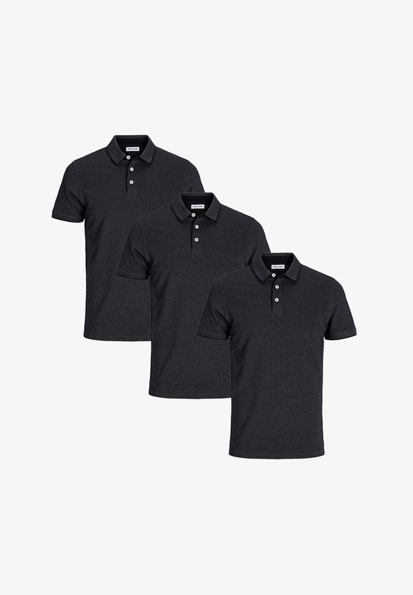 Jack & Jones 3ER PACK  - Polo shirt - dark grey melange