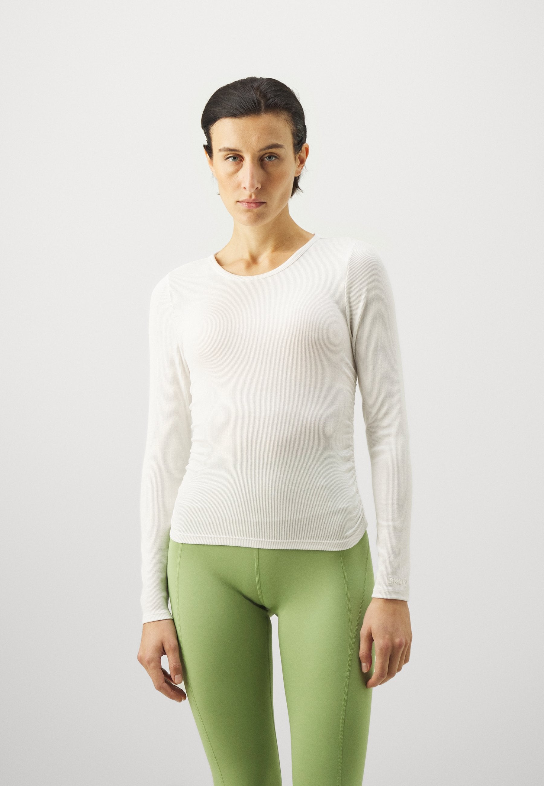 DKNY LONG SLEEVE CREW WITH SIDE RUCHING