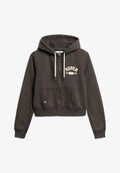 Superdry & Co ATHLETIC ESSENTIALS CROP - Zip-up sweatshirt - bison black